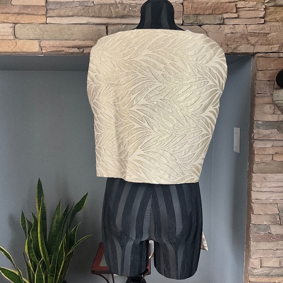 Jessica McClintock Satin Metallic Oversized Bridal Wrap Party Gala Cream Gold OS - Picture 5 of 9